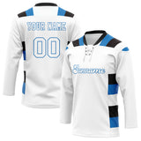 Custom Unisex White & Blue Pattern Hockey Jersey