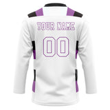 Custom Unisex White & Purple Pattern Hockey Jersey