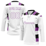 Custom Unisex White & Purple Pattern Hockey Jersey