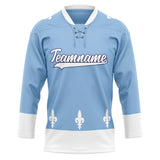 Custom Unisex Light Blue & White Pattern Hockey Jersey