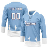 Custom Unisex Light Blue & White Pattern Hockey Jersey