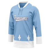 Custom Unisex Light Blue & White Pattern Hockey Jersey