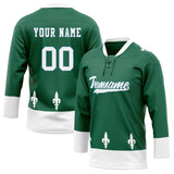 Custom Unisex Green & White Pattern Hockey Jersey