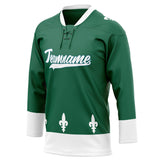 Custom Unisex Green & White Pattern Hockey Jersey