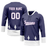 Custom Unisex Purple & White Pattern Hockey Jersey