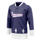 Custom Unisex Purple & White Pattern Hockey Jersey