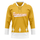 Custom Unisex Yellow & White Pattern Hockey Jersey