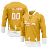 Custom Unisex Yellow & White Pattern Hockey Jersey