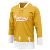 Custom Unisex Yellow & White Pattern Hockey Jersey