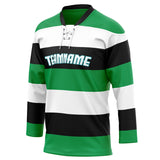 Custom Unisex Green & White Pattern Hockey Jersey