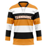 Custom Unisex Gold & White Pattern Hockey Jersey