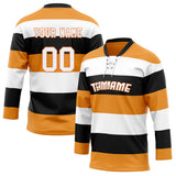 Custom Unisex Gold & White Pattern Hockey Jersey