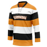 Custom Unisex Gold & White Pattern Hockey Jersey