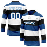 Custom Unisex Royal & White Pattern Hockey Jersey