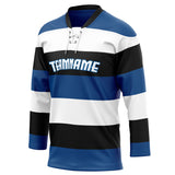 Custom Unisex Royal & White Pattern Hockey Jersey