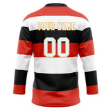 Custom Unisex Red & White Pattern Hockey Jersey