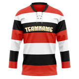 Custom Unisex Red & White Pattern Hockey Jersey