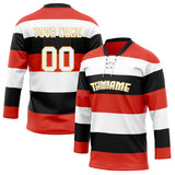 Custom Unisex Red & White Pattern Hockey Jersey