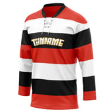 Custom Unisex Red & White Pattern Hockey Jersey