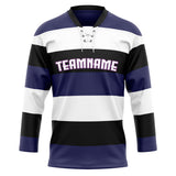 Custom Unisex Navy & White Pattern Hockey Jersey