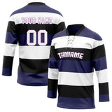 Custom Unisex Navy & White Pattern Hockey Jersey