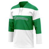 Custom Unisex Green & White Pattern Hockey Jersey