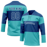 Custom Unisex Royal & Teal Pattern Hockey Jersey