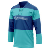 Custom Unisex Royal & Teal Pattern Hockey Jersey