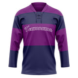 Custom Unisex Purple & Navy Pattern Hockey Jersey