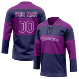 Custom Unisex Purple & Navy Pattern Hockey Jersey