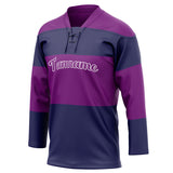 Custom Unisex Purple & Navy Pattern Hockey Jersey