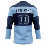 Custom Unisex Navy & Light Blue Pattern Hockey Jersey