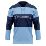 Custom Unisex Navy & Light Blue Pattern Hockey Jersey