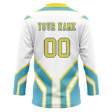 Custom Unisex White & Light Blue Pattern Hockey Jersey