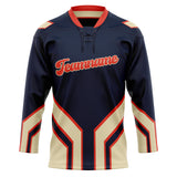 Custom Unisex Navy & Cream Pattern Hockey Jersey