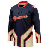 Custom Unisex Navy & Cream Pattern Hockey Jersey