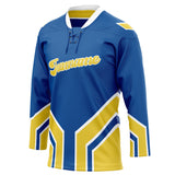 Custom Unisex Royal & Yellow Pattern Hockey Jersey