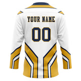 Custom Unisex White & Yellow Pattern Hockey Jersey