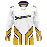 Custom Unisex White & Yellow Pattern Hockey Jersey