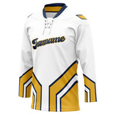 Custom Unisex White & Yellow Pattern Hockey Jersey