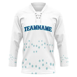 Custom Unisex White & Blue Pattern Hockey Jersey