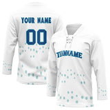 Custom Unisex White & Blue Pattern Hockey Jersey