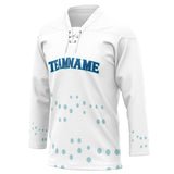 Custom Unisex White & Blue Pattern Hockey Jersey