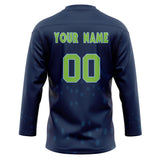 Custom Unisex Navy & Teal Pattern Hockey Jersey