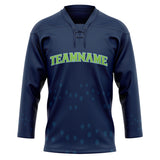 Custom Unisex Navy & Teal Pattern Hockey Jersey