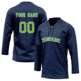 Custom Unisex Navy & Teal Pattern Hockey Jersey