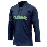 Custom Unisex Navy & Teal Pattern Hockey Jersey