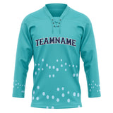 Custom Unisex Teal & Navy Pattern Hockey Jersey