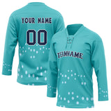 Custom Unisex Teal & Navy Pattern Hockey Jersey