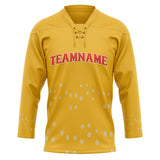 Custom Unisex Gold & Red Pattern Hockey Jersey